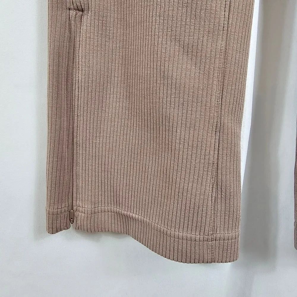 Lululemon Ribbed Softstreme Zip-Leg High Rise Pants in Brown - Size 12 - Picture 6 of 11